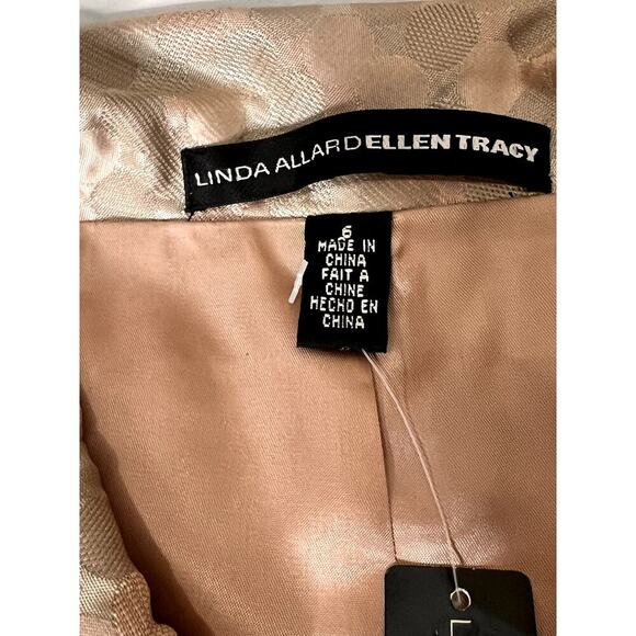 Ellen Tracy womens size 6 blazer silk geometric pattern peach/beige Girlboss - Picture 6 of 10